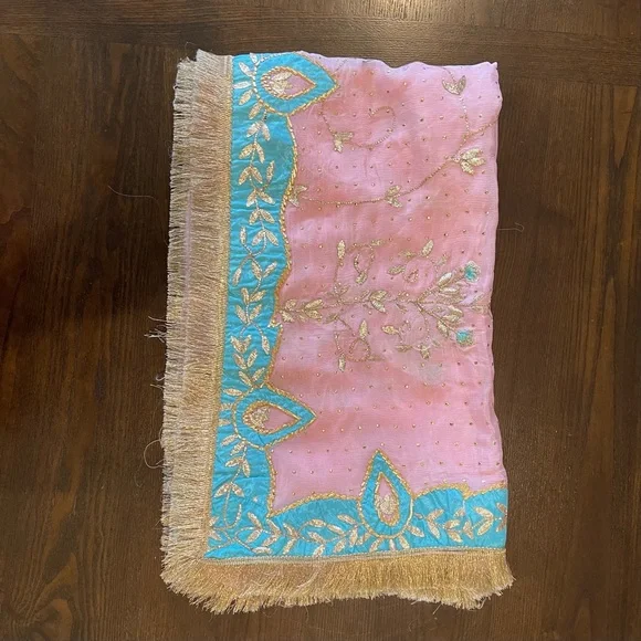 3pc Pink & Blue Indian Anarkali Suit With Salwaar - Picture 10 of 15